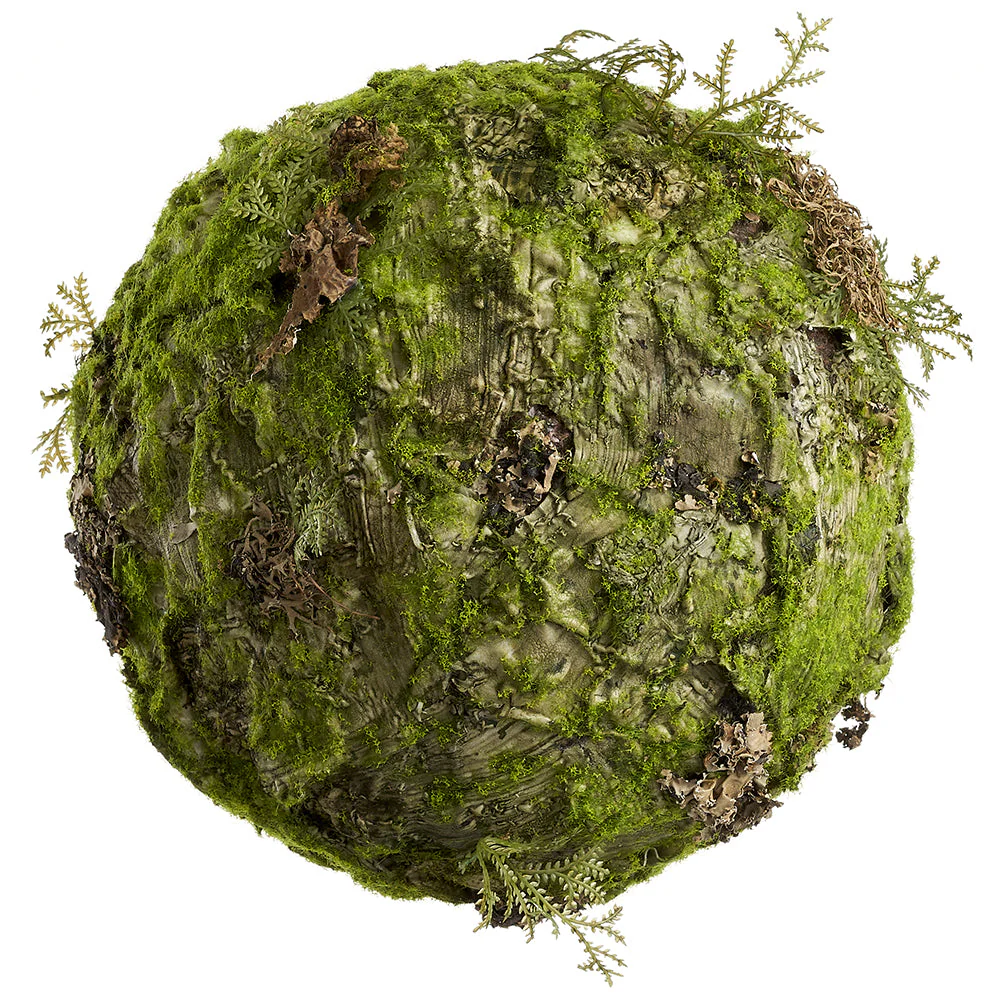 11" Artificial Moss Orb-Shaped Topiary -Green (Pack of 4)