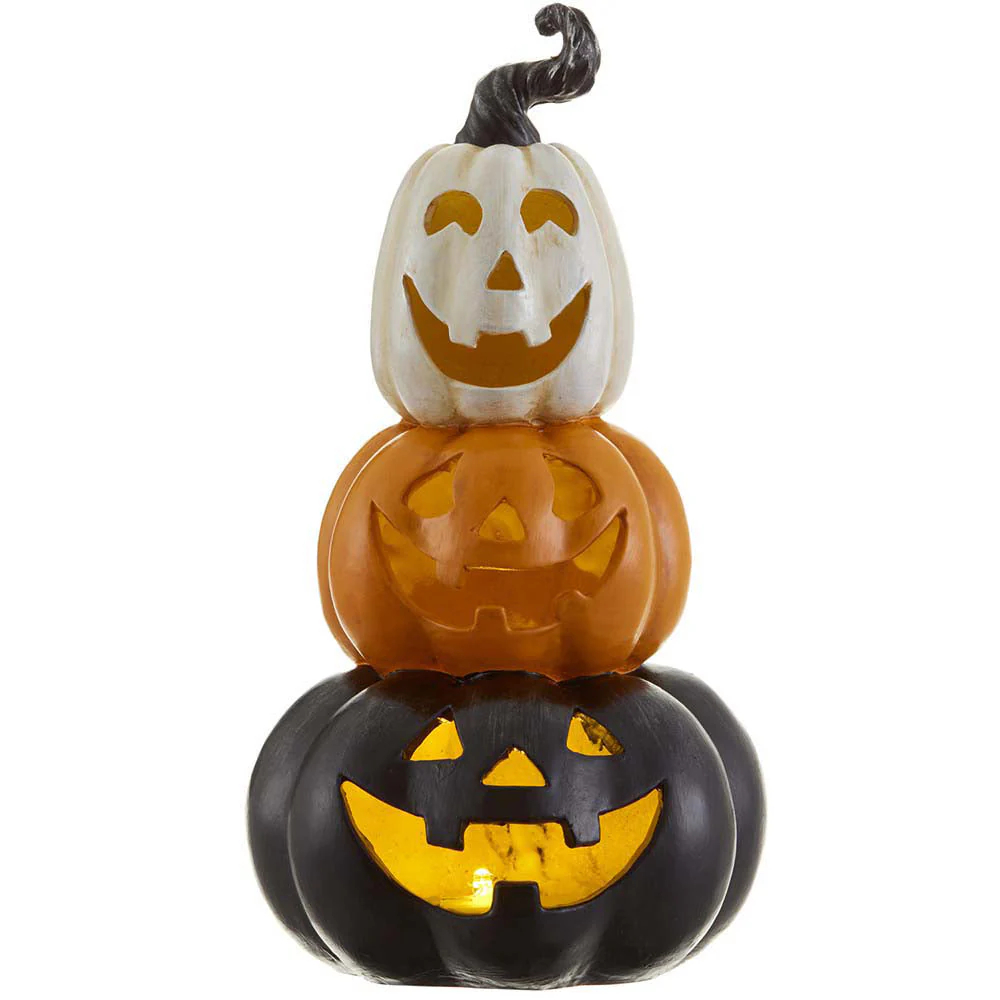 11" Battery Operated Halloween Stacking Jack-O-Lantern With Light -Mixed Colors