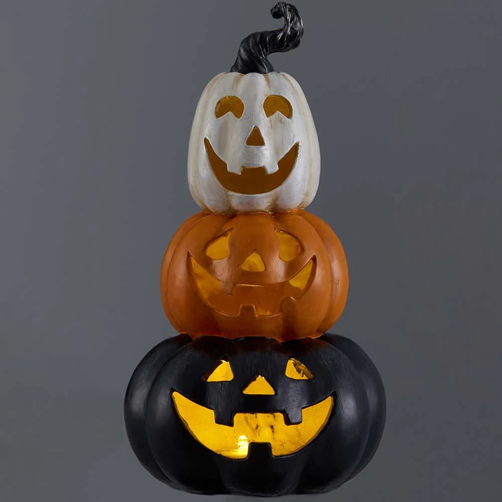 11" Battery Operated Halloween Stacking Jack-O-Lantern With Light -Mixed Colors - Image 2