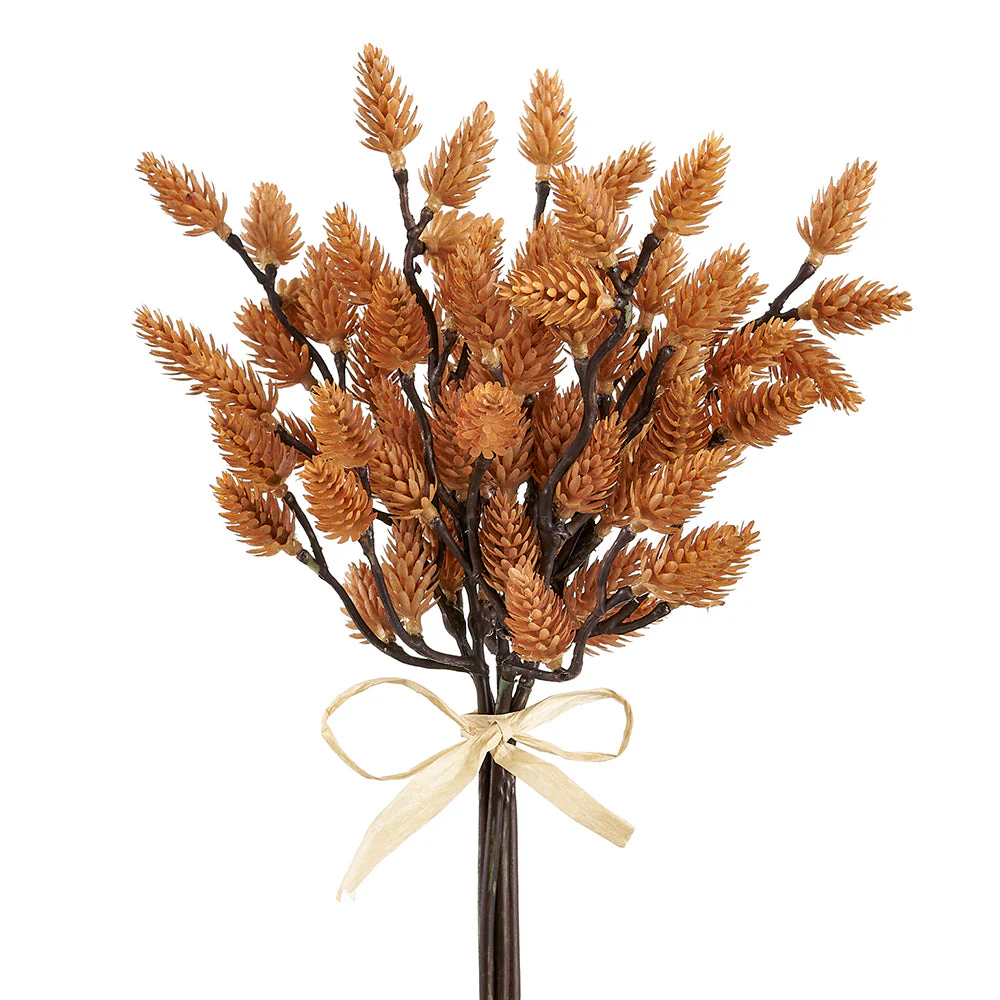 11" Plastic Pinecone Artificial Stem Bundle -Mustard (Pack of 12)