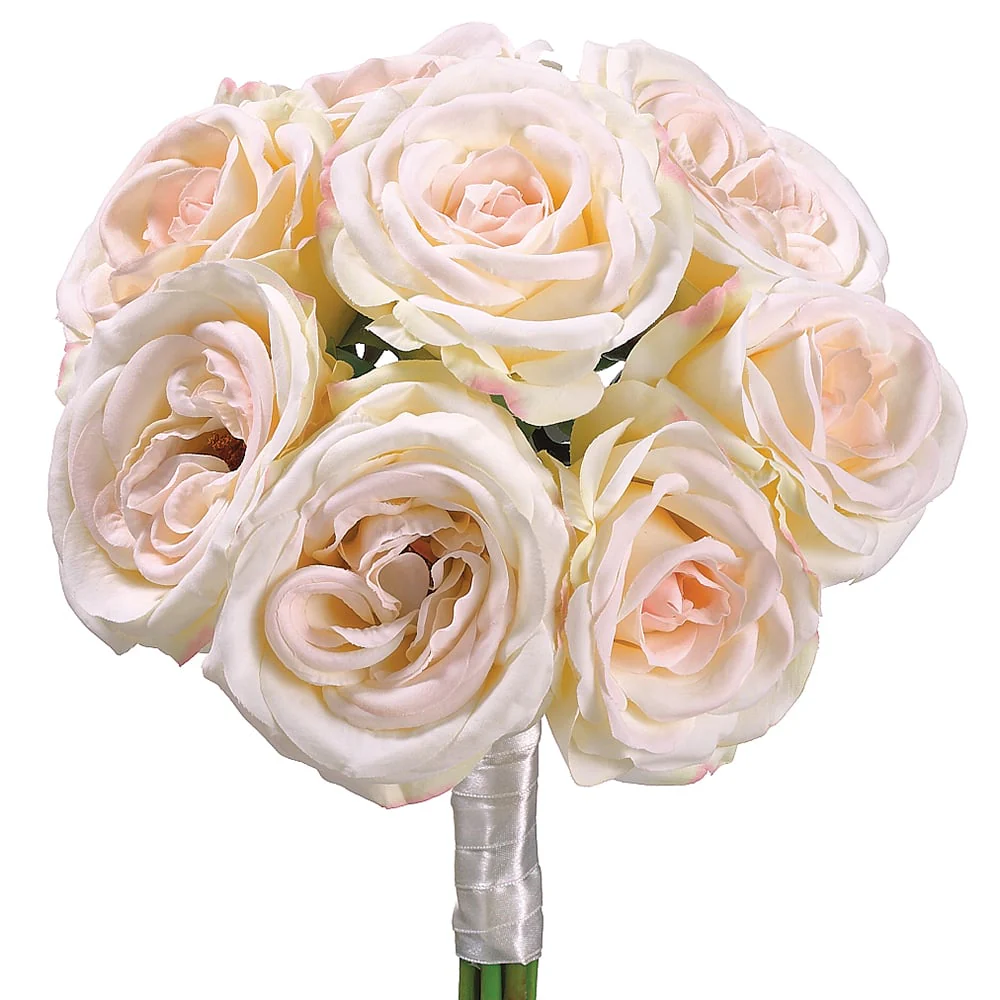 11" Rose Silk Flower Bouquet -Cream/Blush (Pack of 6)