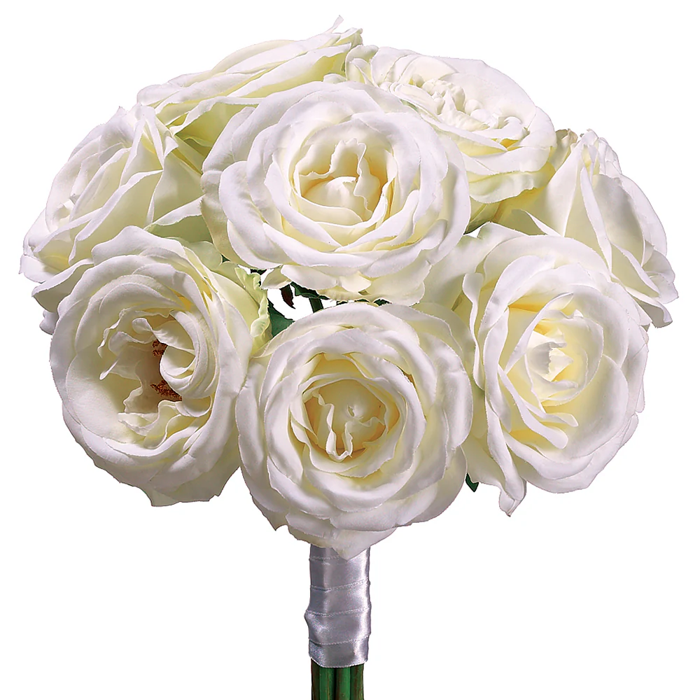 11" Rose Silk Flower Bouquet -Cream (Pack of 6)