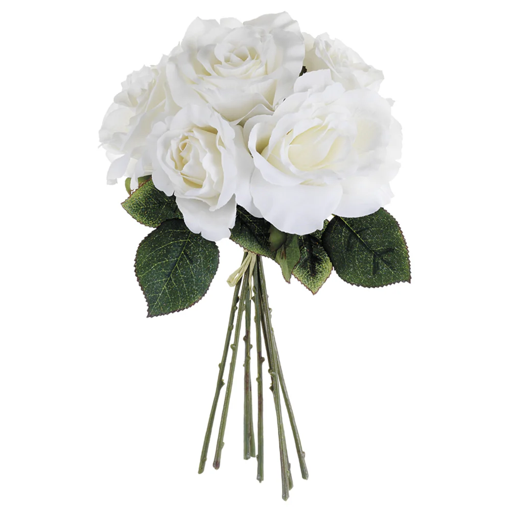 11" Rose Silk Flower Bouquet -White (Pack of 12)