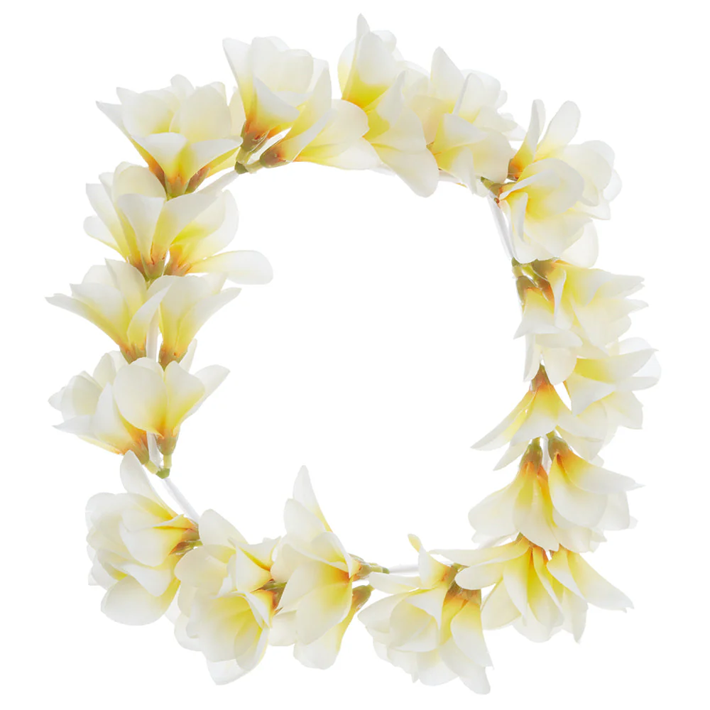 11" Silk Frangipani Plumeria Flower Headband -Cream/Yellow (Pack of 48)