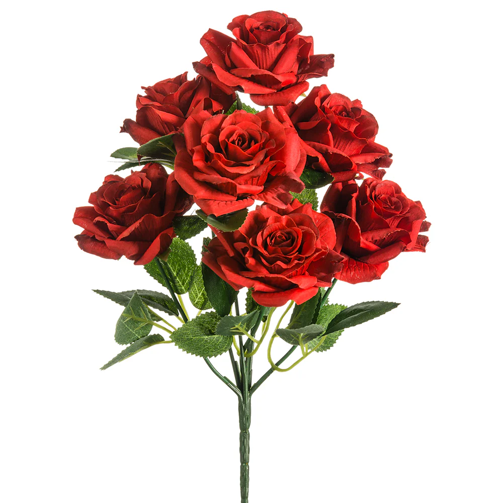 11" Silk Rose Flower Bush -Red (Pack of 12)