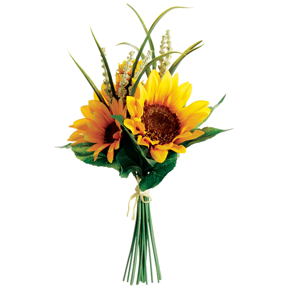 11" Sunflower Silk Flower Bouquet -Yellow (Pack of 12)