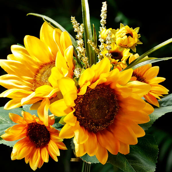 11" Sunflower Silk Flower Bouquet -Yellow (Pack of 12) - Image 2