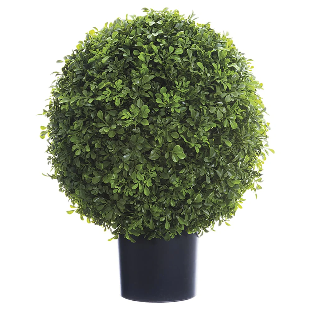 1'10" Boxwood Ball-Shaped Artificial Topiary Tree w/Pot -Green