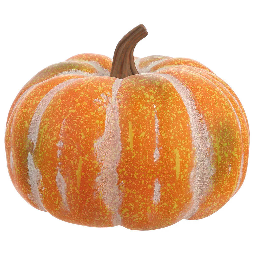 11"Hx13"W Artificial Pumpkin -Orange/Green (Pack of 4)