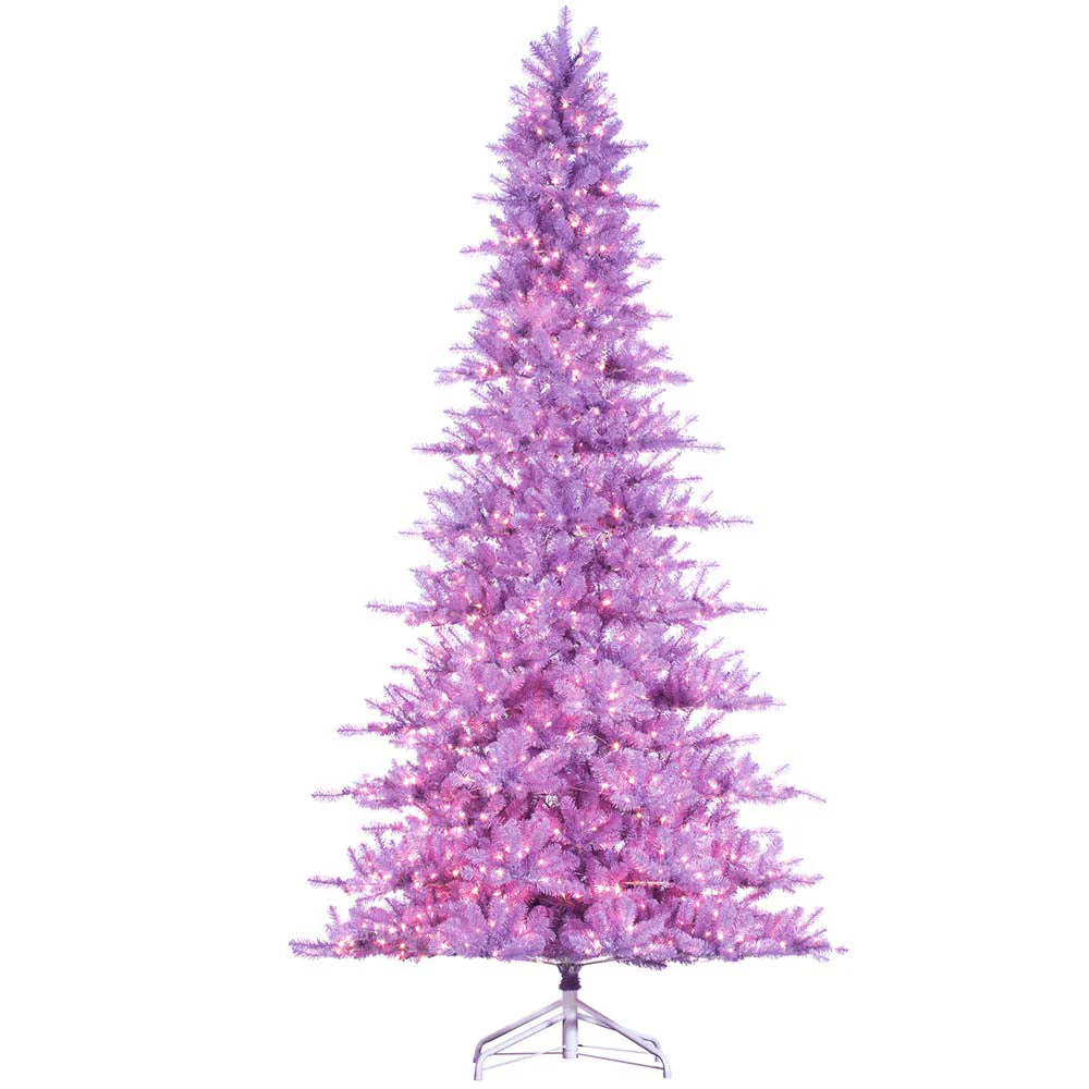 11'Hx74"W Tinsel Artificial Christmas Tree, LED Pre-Lit -Lavender