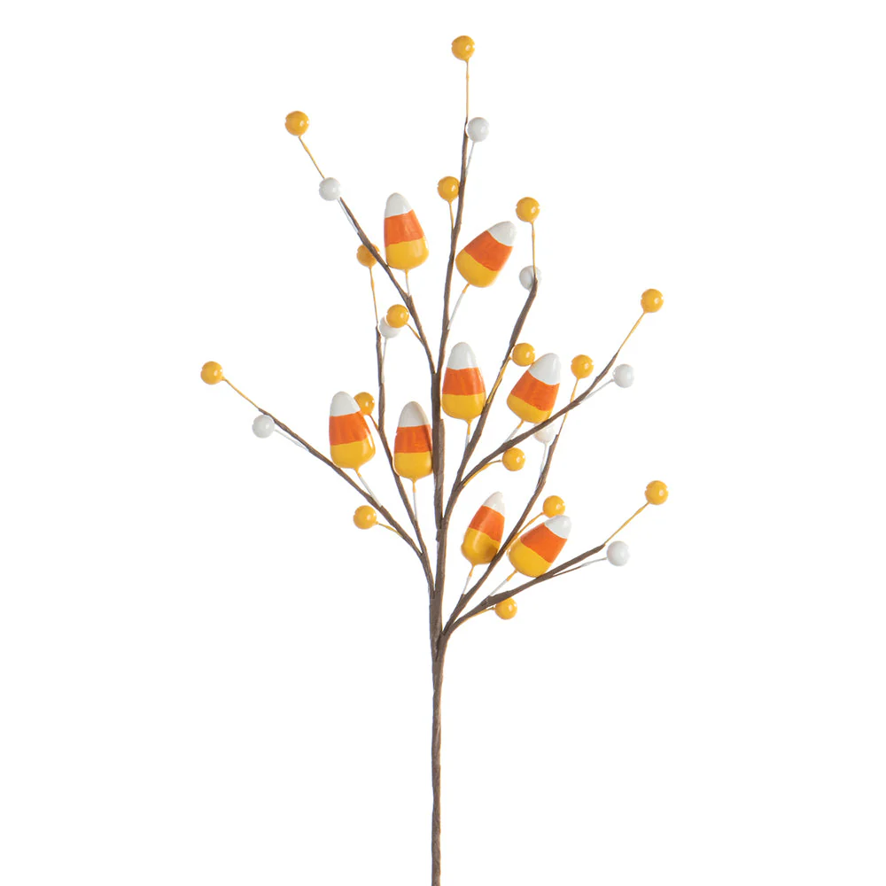 12.2" Halloween Candy Corn Stem Pick -Orange/Yellow (Pack of 24)