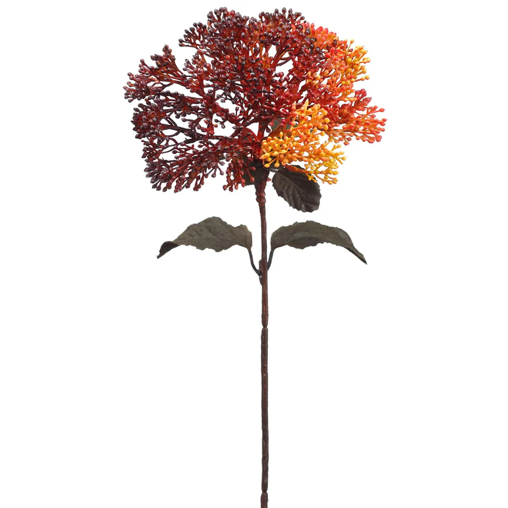 12.5" Artificial Skimmia Stem -Orange/Black (Pack of 24)