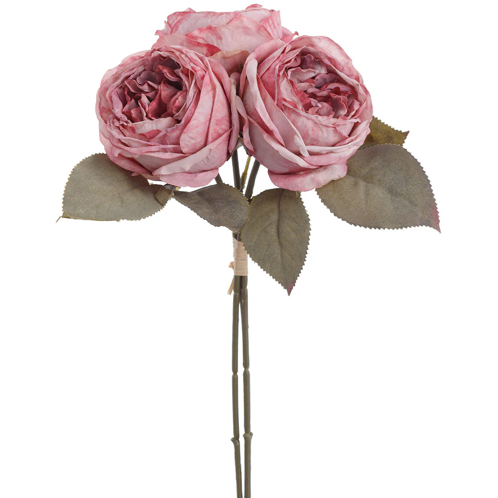 12.5" Cabbage Rose Silk Flower Stem Bundle -2 Tone Rose (Pack of 6)