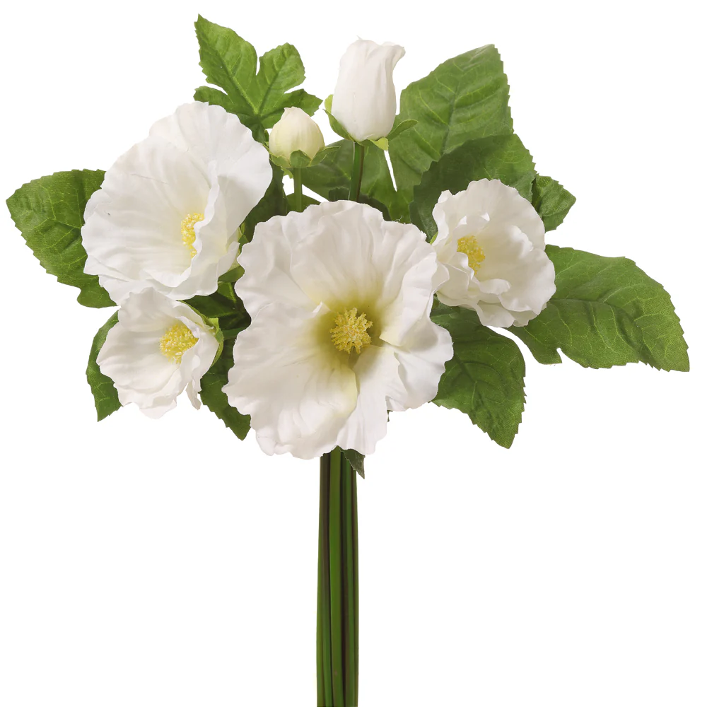 12.5" Hollyhock Silk Flower Stem Bundle -White (Pack of 12)