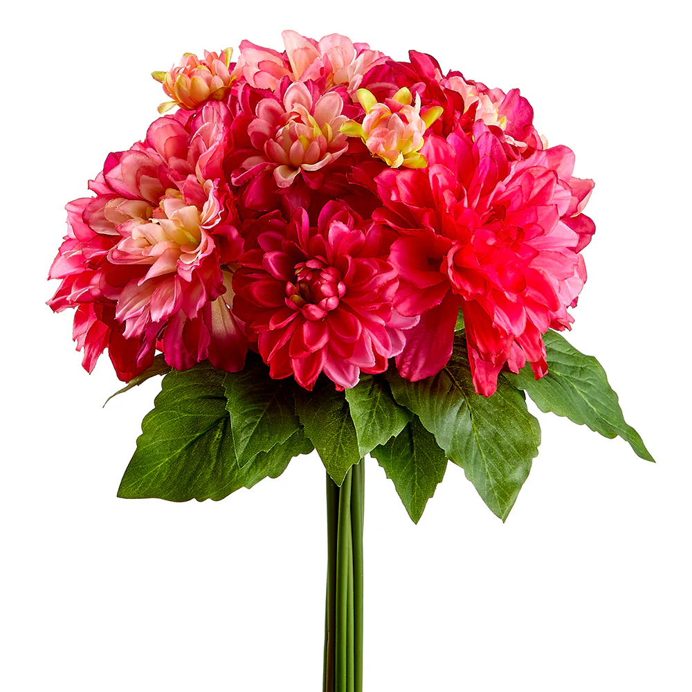 12.5" Silk Dahlia Flower Bouquet -Pink/Fuchsia (Pack of 6)