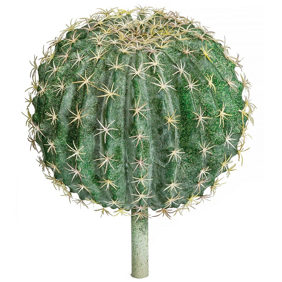 12.5"Hx10"W Plastic Barrel Cactus Artificial Stem -Green (Pack of 2)