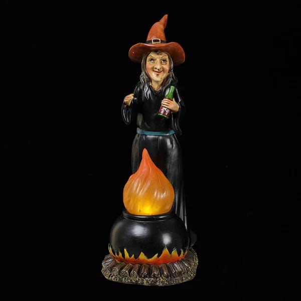 12.8" Battery Operated Halloween Witch With Light -Black/Red - Image 2