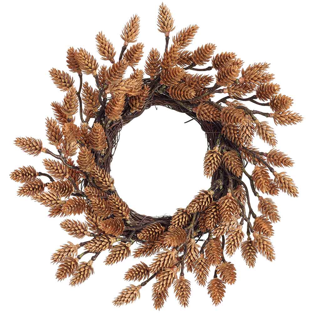 12" Artificial Plastic Pinecone Wreath -Brown (Pack of 6)