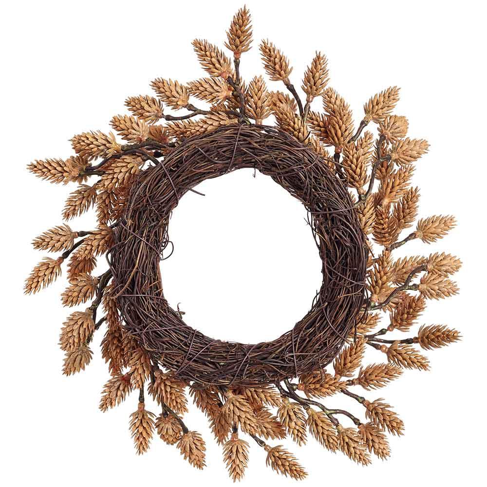 12" Artificial Plastic Pinecone Wreath -Brown (Pack of 6) - Image 2