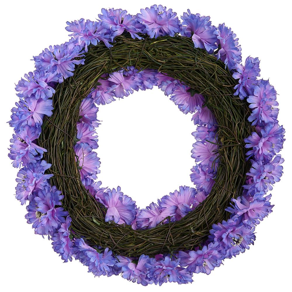 12" Cornflower Silk Flower Wreath -Lavender (Pack of 6) - Image 2