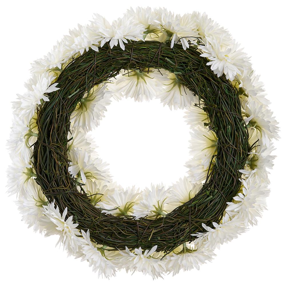 12" Daisy Silk Flower Wreath -White (Pack of 6) - Image 2