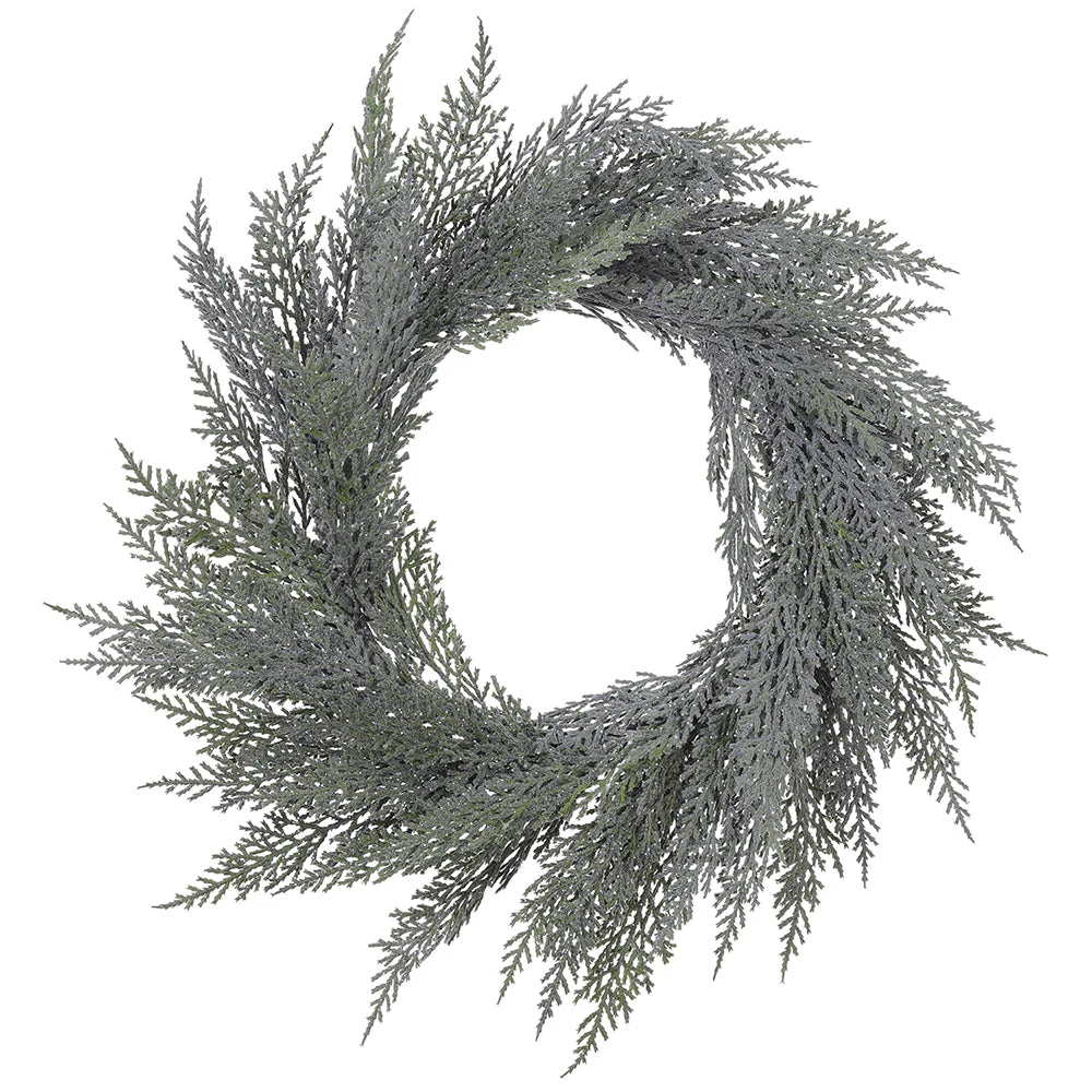 12" Frosted Artificial Cedar Wreath -Green (Pack of 12)