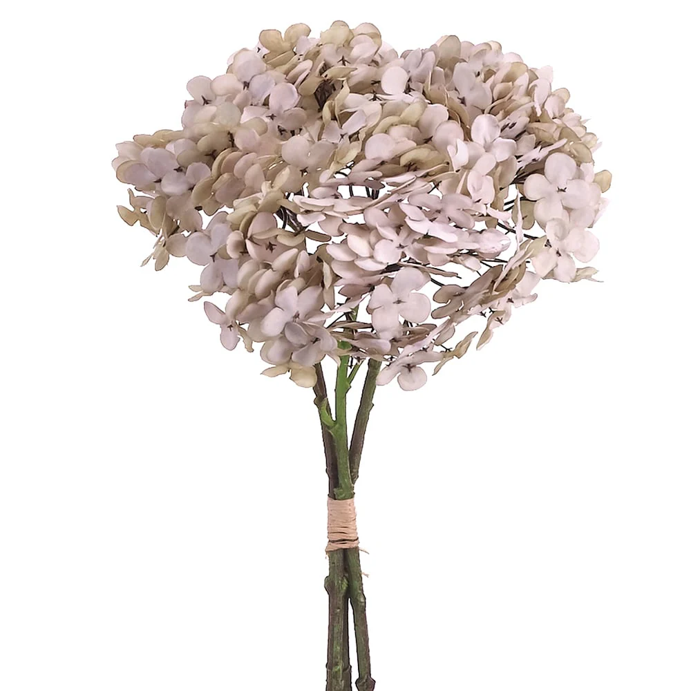 12" Hydrangea Silk Flower Bouquet -Taupe (Pack of 12)