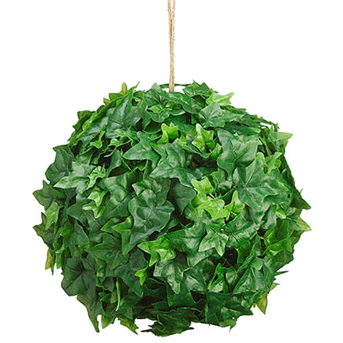 12" Ivy Leaf Ball-Shaped Artificial Topiary -Green (Pack of 2)