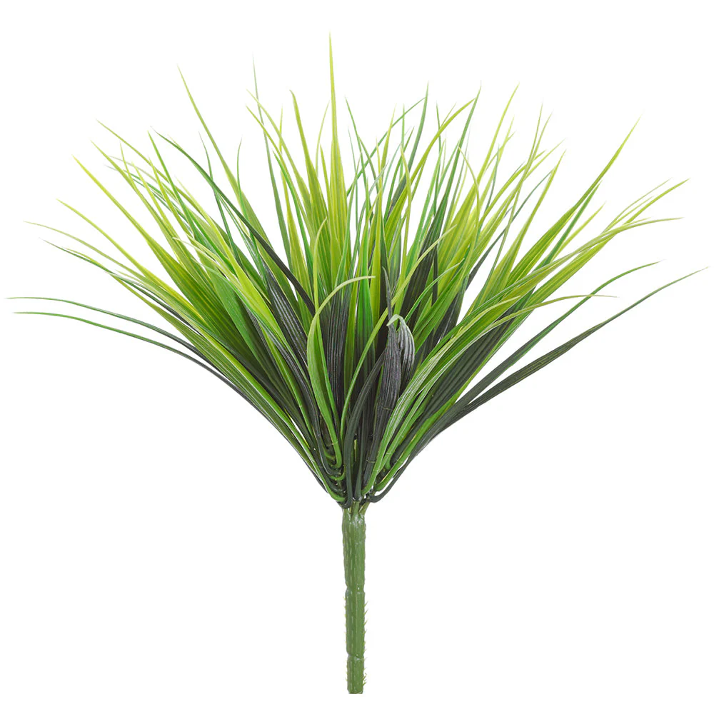 12" Outdoor UV-Resistant Artificial Vanilla Grass Plant -2 Tone Green (Pack of 12)