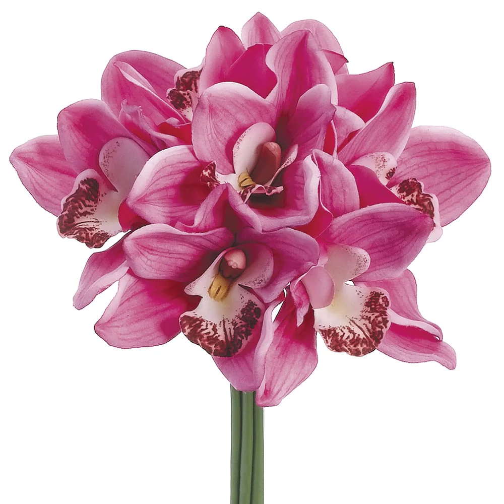 12" Real Touch Cymbidium Orchid Silk Flower Bouquet -Pink (Pack of 12)