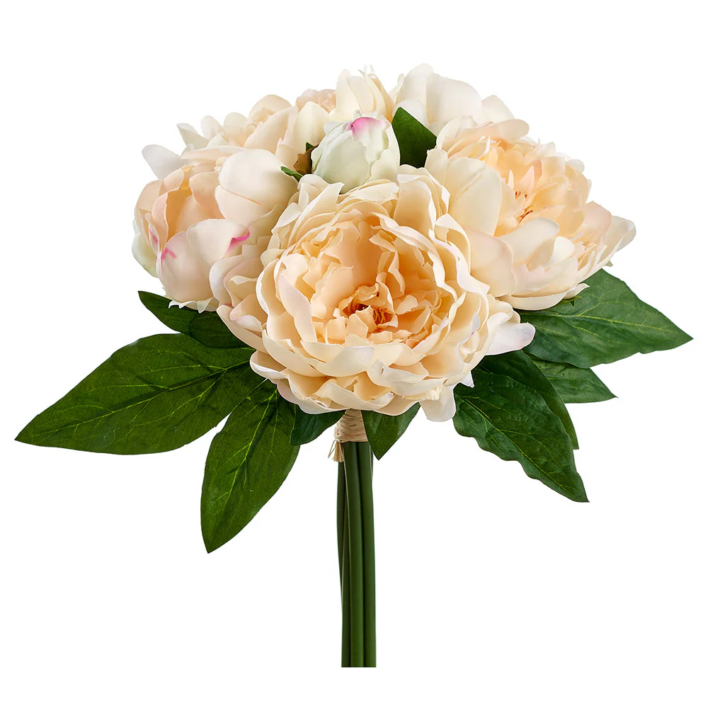 12" Real Touch Peony Silk Flower Stem Bundle -Peach (Pack of 12)