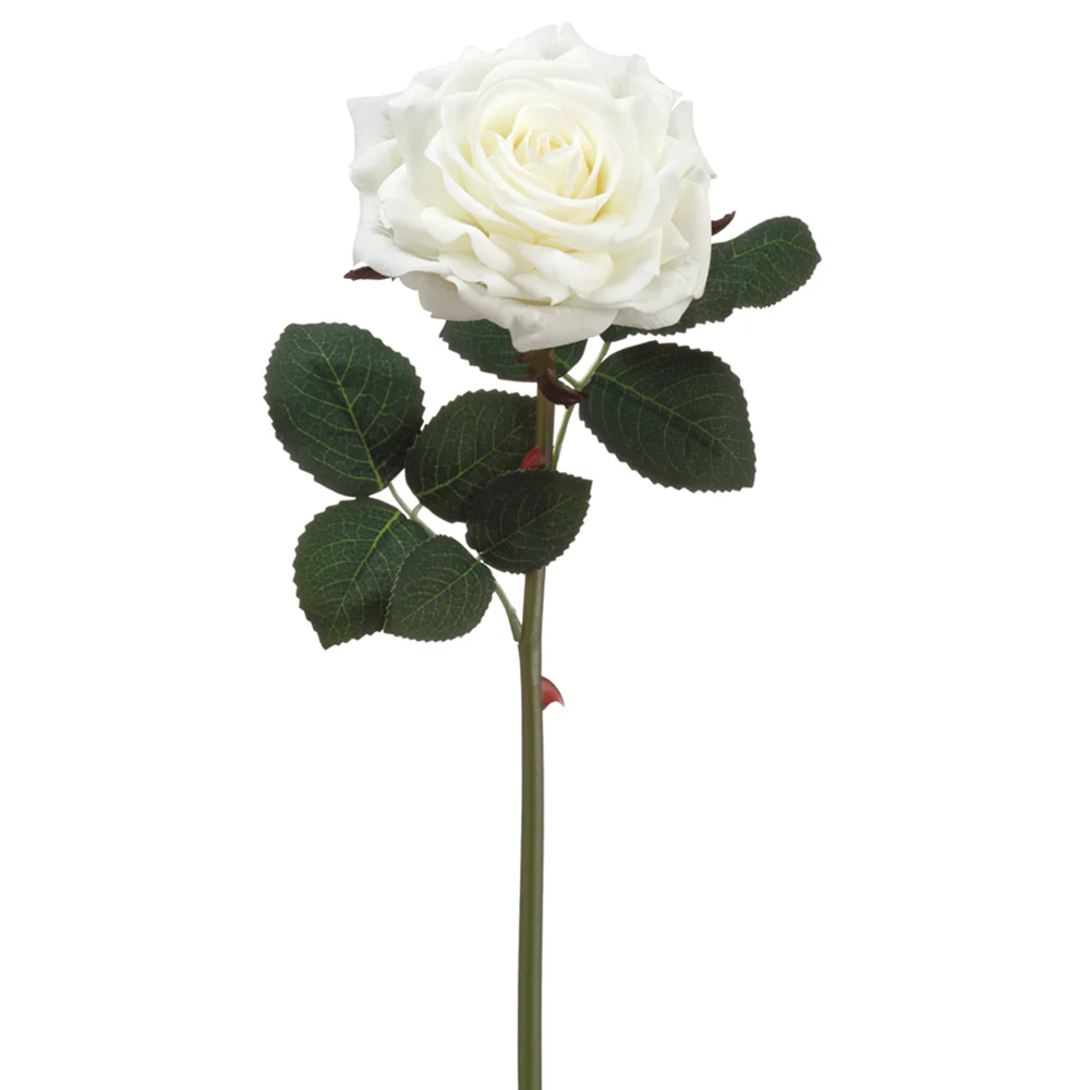 12" Real Touch Rose Silk Flower Stem -White (Pack of 24)