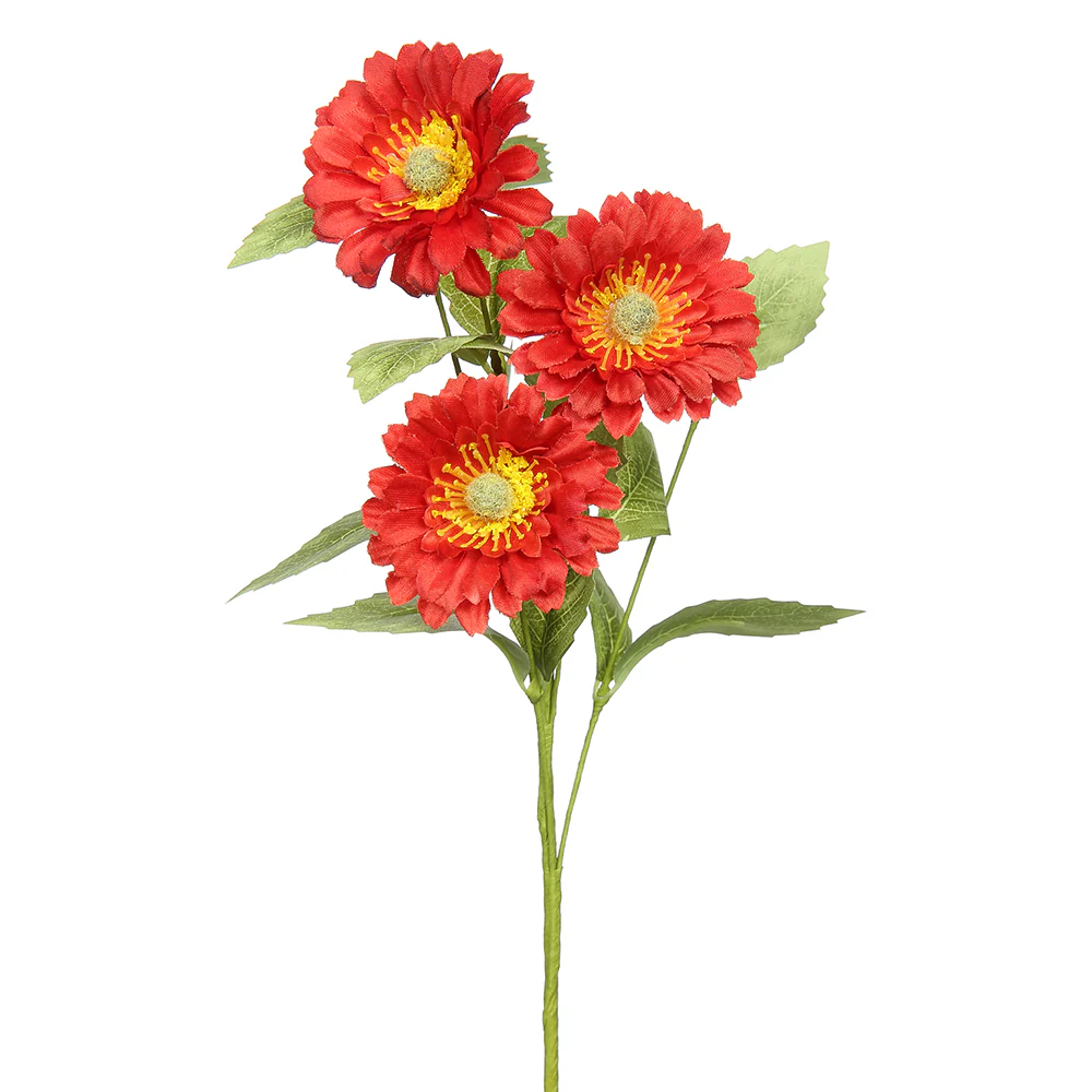 12" Silk Daisy Flower Stem -Red (Pack of 12)