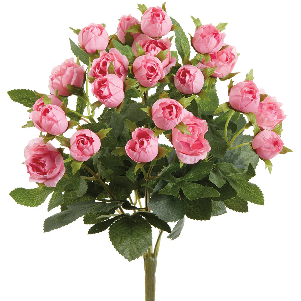 12" Small Sweetheart Rose Silk Flower Bush -2 Tone Pink (Pack of 12)
