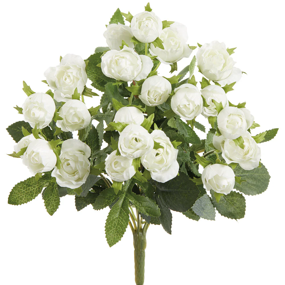 12" Small Sweetheart Rose Silk Flower Bush -Cream (Pack of 12)