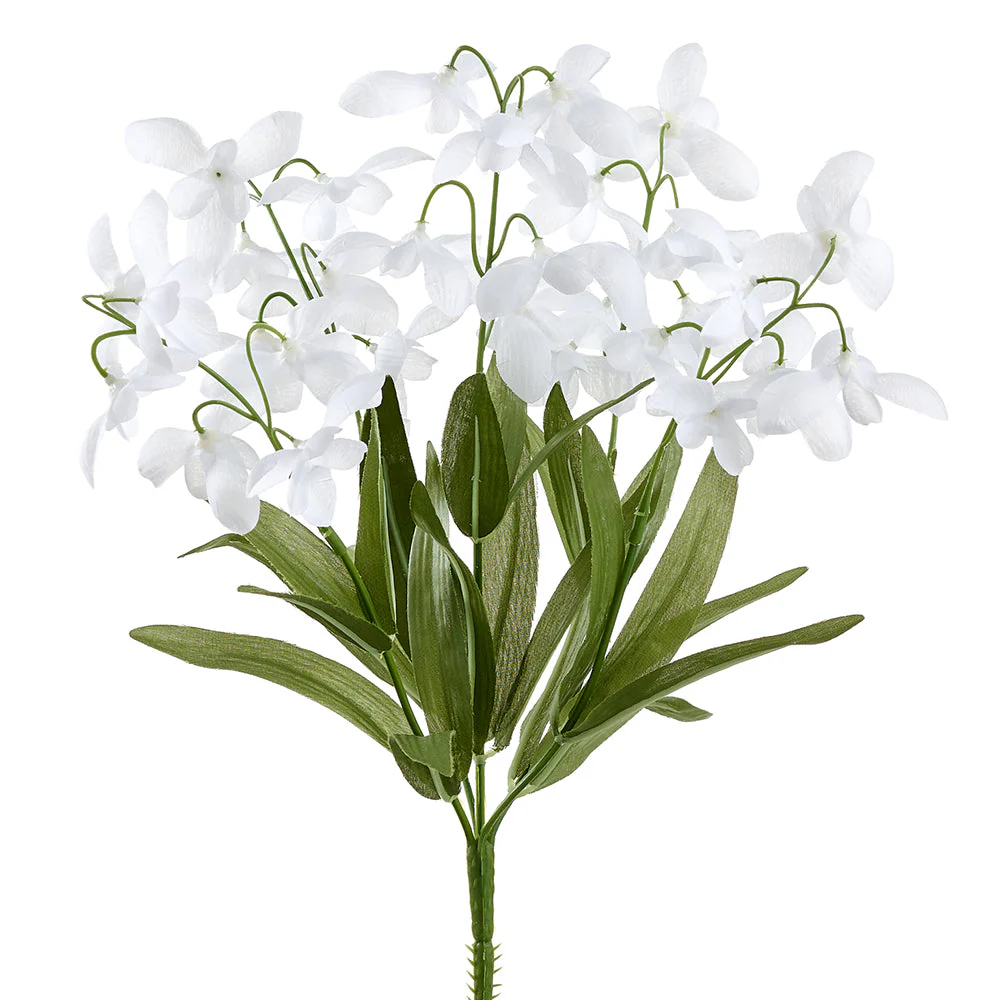 12" Snowdrop Silk Flower Bush -White (Pack of 12)
