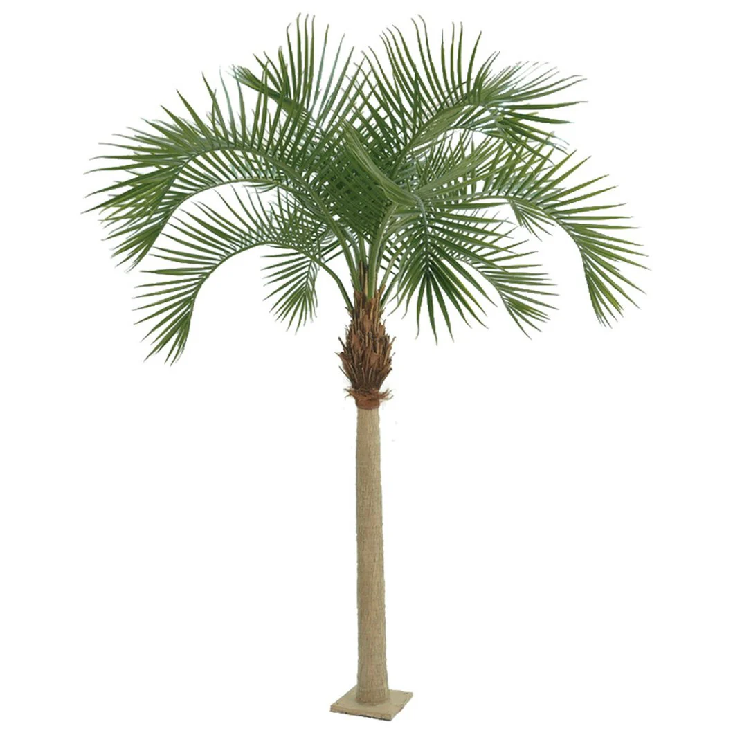 12'6" Royal Silk Palm Tree w/Metal Base Plate -Green