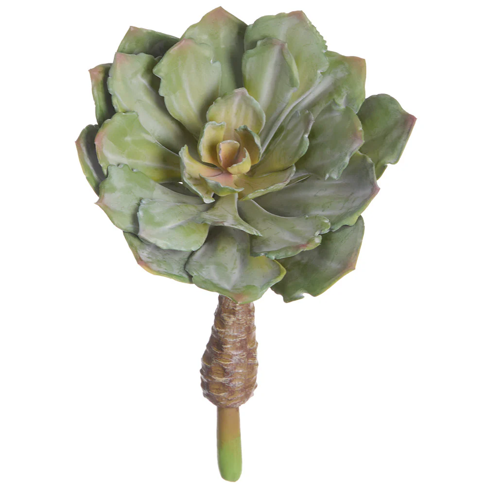 12"Hx11.5"W Outdoor UV-Resistant Artificial PE Soft-Touch Echeveria Succulent Stem Pick -Green (Pack of 8)