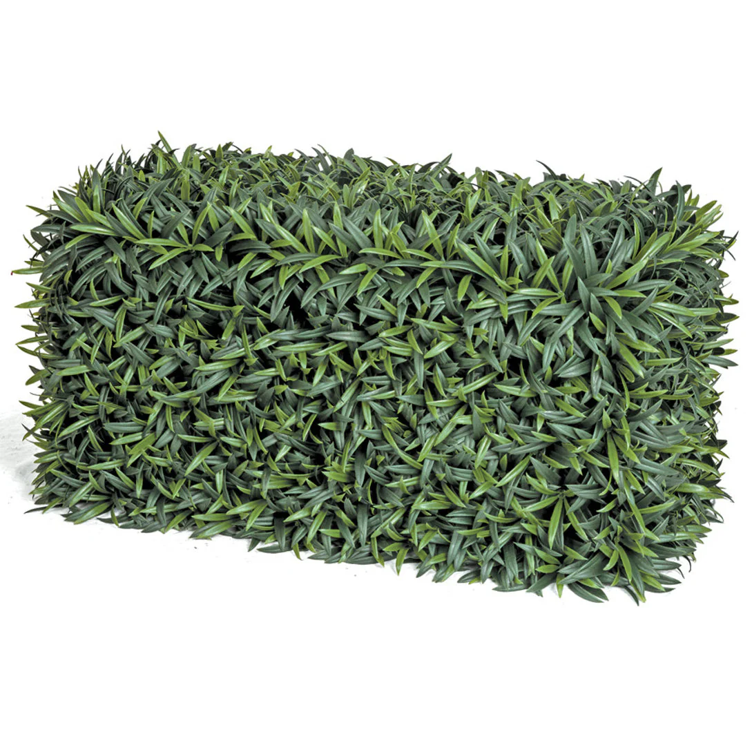 12"Hx24"Wx12"D Outdoor UV-Proof Artificial Podocarpus Leaf Topiary Hedge -2 Tone Green