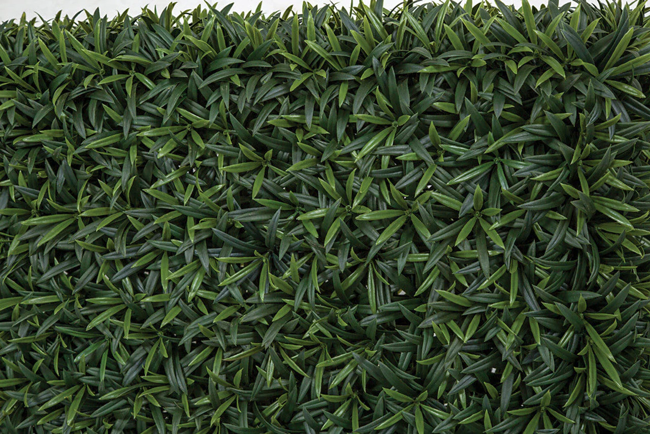12"Hx24"Wx12"D Outdoor UV-Proof Artificial Podocarpus Leaf Topiary Hedge -2 Tone Green - Image 2
