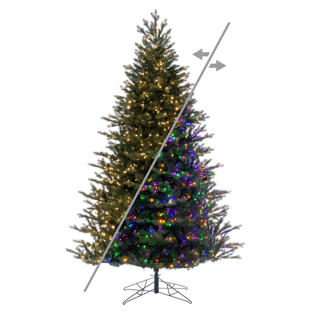 12'Hx54"W PE Washington Fraser Artificial Christmas Tree, Micro LED Pre-Lit (Multi-Mode) -Green