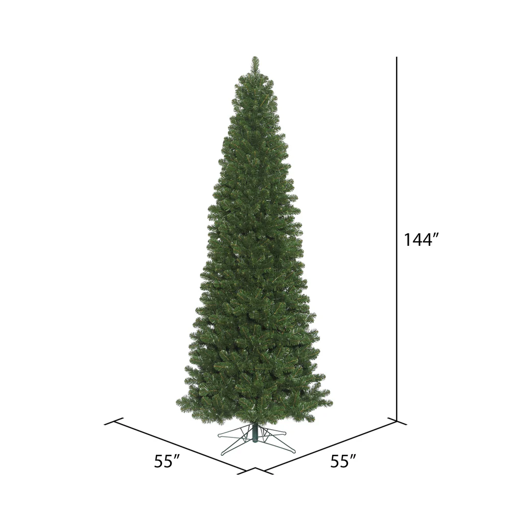 12'Hx55"W Slim Oregon Fir Artificial Christmas Tree, Unlit -Green - Image 3