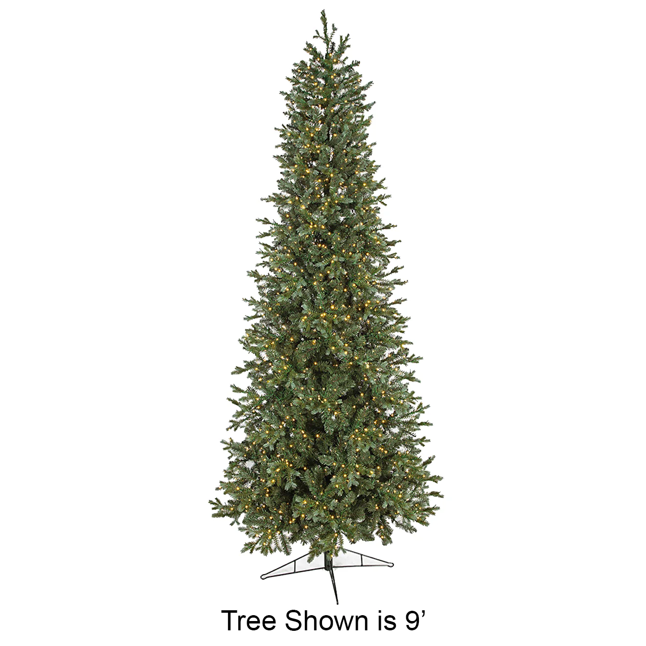 12'Hx59"W PE Slim Grand Spruce Artificial Christmas Tree, Micro LED Pre-Lit -Green/Blue