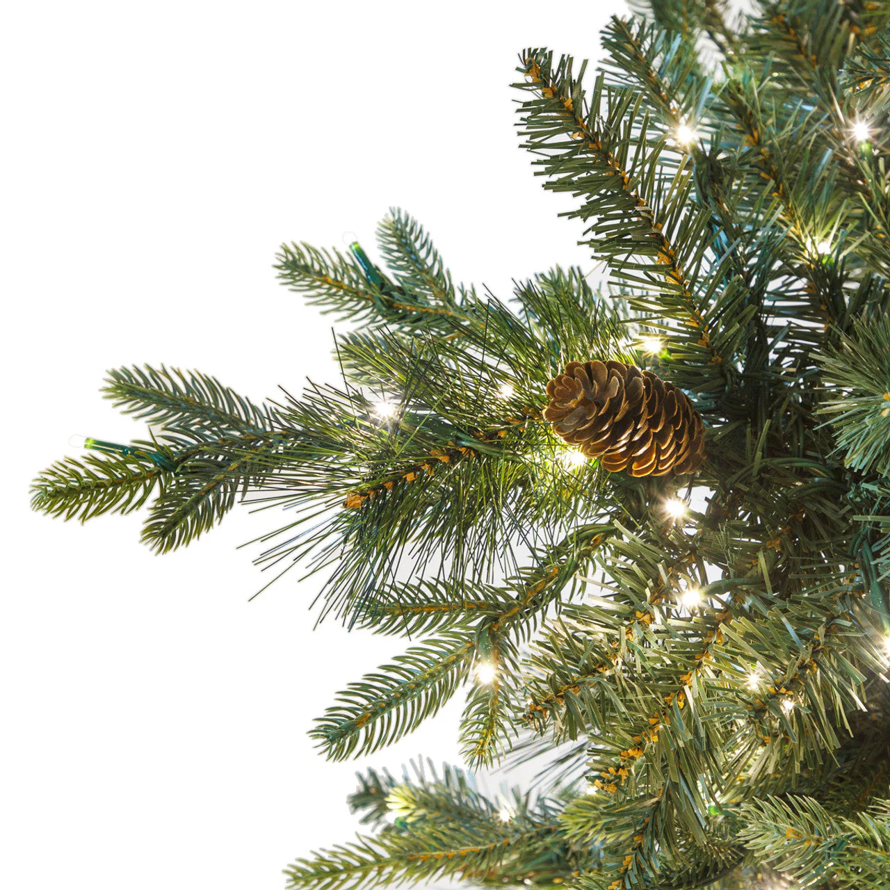 12'Hx59"W PE Woodland Mixed Pine Artificial Christmas Tree, Micro LED Pre-Lit -Green - Image 2