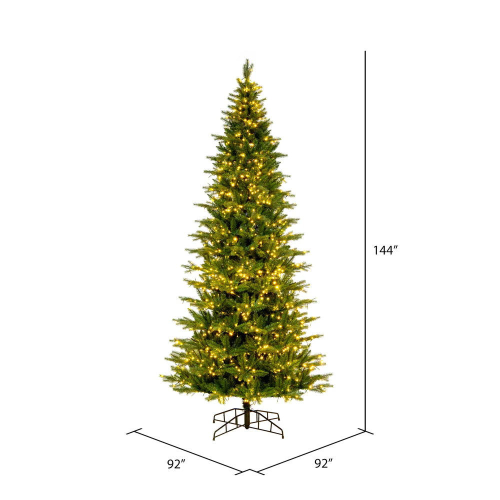 12'Hx65"W PE Slim Balsam Spruce Artificial Christmas Tree, Micro LED Pre-Lit (Multi-Mode) -Green - Image 2