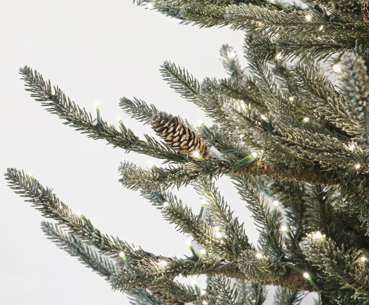 12'Hx67"W PE Flocked Siberian Blue Spruce & Pinecone Artificial Christmas Tree, Micro LED Pre-Lit -Green - Image 2