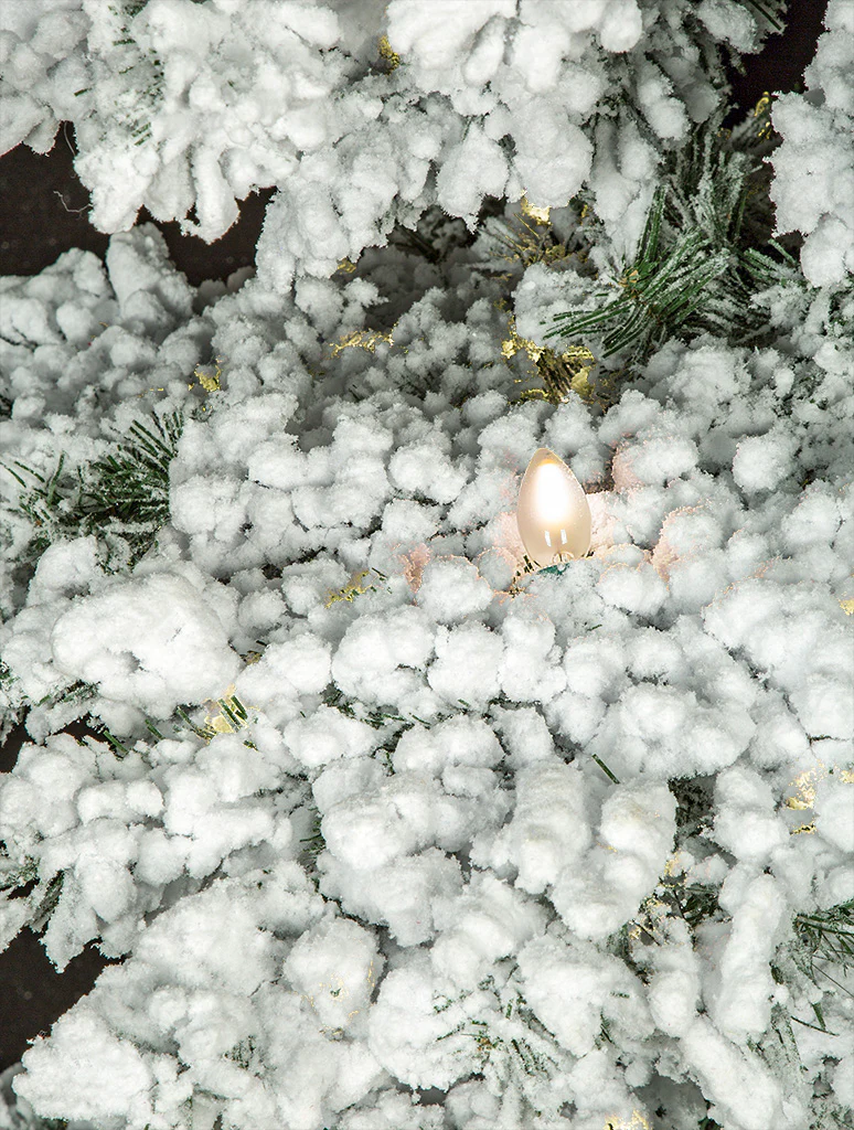 12'Hx72"W Heavy Flocked Blizzard Artificial Christmas Tree, C7 & LED Pre-Lit -White - Image 3