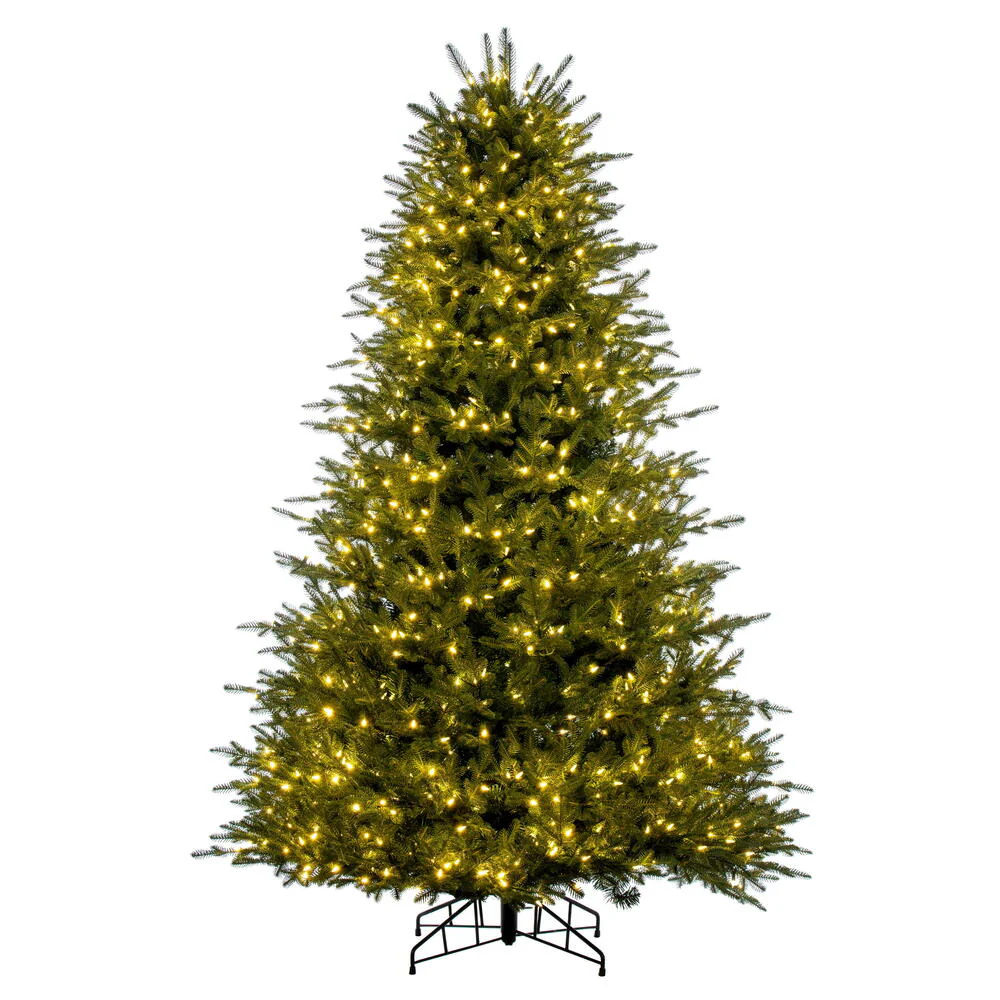 12'Hx72"W PE Georgian Fraser Fir Artificial Christmas Tree, LED Pre-Lit -Green