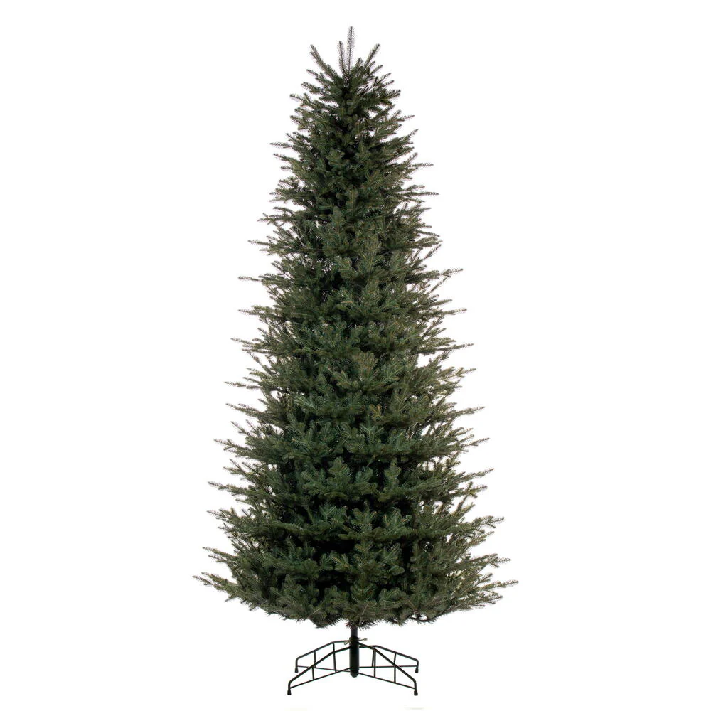 12'Hx72"W PE Slim Georgian Fraser Fir Artificial Christmas Tree, Unlit -Green