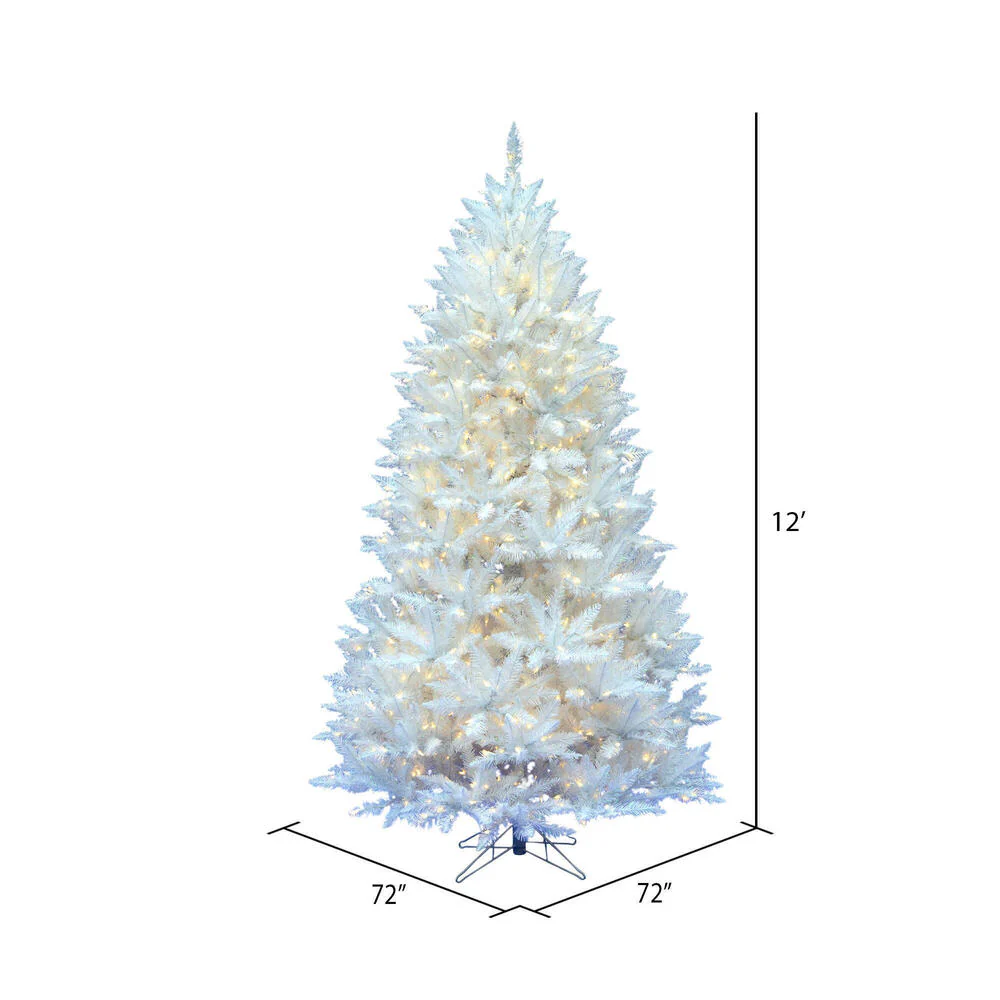 12'Hx72"W Sparkle White Spruce Artificial Christmas Tree, LED Pre-Lit -White - Image 3